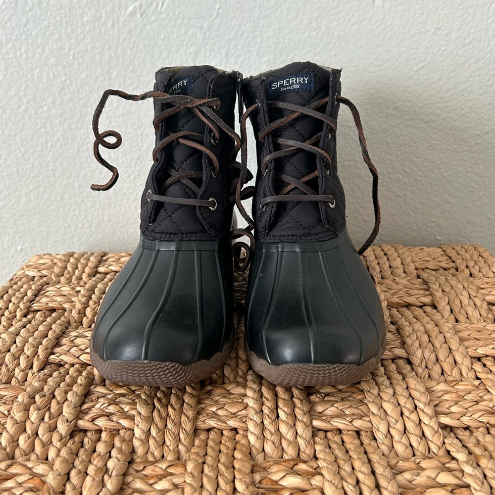 Sperry Black Saltwater Quilted Duck Boots